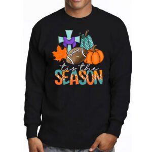 Tis The Season Pumpkin Leaf Latte Fall Thanksgiving Football Longsleeve Tee 3 10