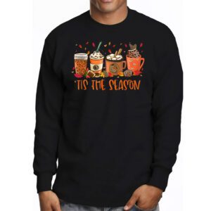 Tis The Season Pumpkin Leaf Latte Fall Thanksgiving Football Longsleeve Tee 3 9