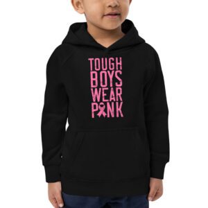 Tough Boys Wear Pink Cool Pink Breast Cancer Awareness Kids Hoodie 2 1