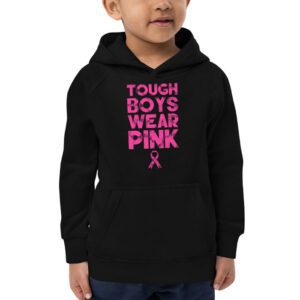 Tough Boys Wear Pink Cool Pink Breast Cancer Awareness Kids Hoodie 2 2