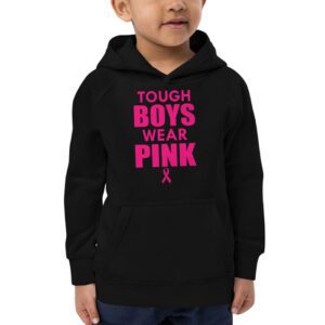 Tough Boys Wear Pink Cool Pink Breast Cancer Awareness Kids Hoodie 2