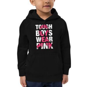 Tough Boys Wear Pink Cool Pink Breast Cancer Awareness Kids Hoodie 2 4