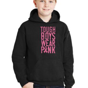 Tough Boys Wear Pink Cool Pink Breast Cancer Awareness Kids Hoodie 3 1