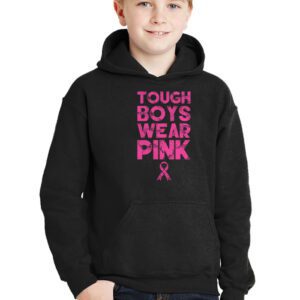 Tough Boys Wear Pink Cool Pink Breast Cancer Awareness Kids Hoodie 3 2