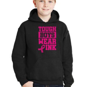 Tough Boys Wear Pink Cool Pink Breast Cancer Awareness Kids Hoodie 3 3