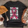 Tough Boys Wear Pink Cool Pink Breast Cancer Awareness Kids Longsleeve Tee