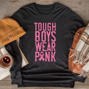 Tough Boys Wear Pink Cool Pink Breast Cancer Awareness Kids Longsleeve Tee