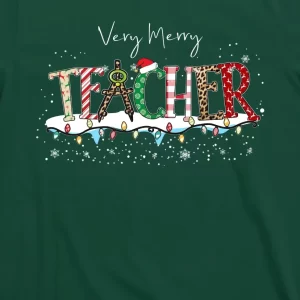 Very Merry Teacher Holiday Christmas T Shirt 3