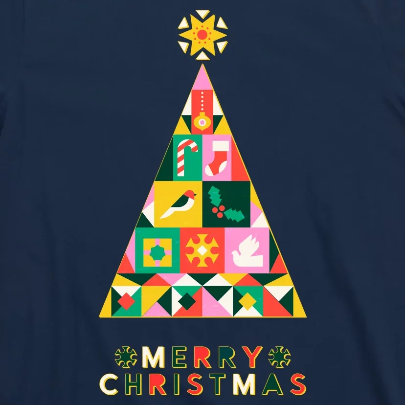 Vintage-Merry-Christmas-Pattern-Tree-T-Shirt-3 Vintage Merry Christmas Pattern Tree T Shirt 3