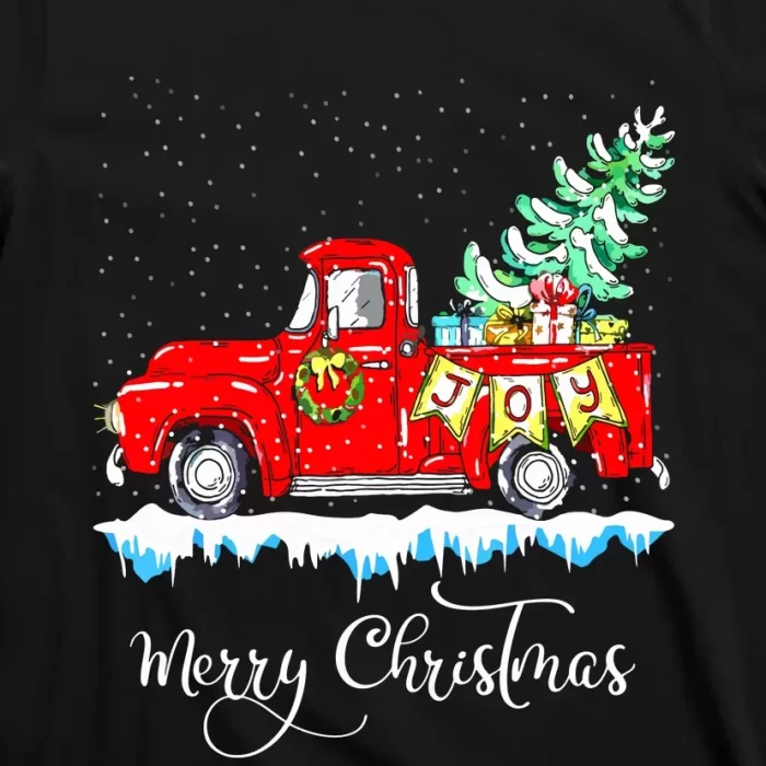 Vintage Merry Christmas Red Truck Old T Shirt 3
