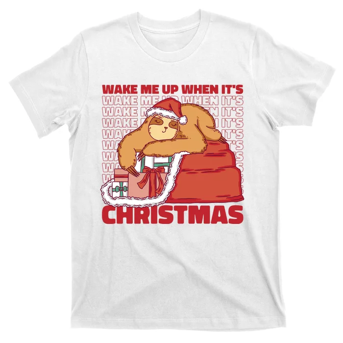 Wake Me Up When It's Christmas Sleeping Sloth T-Shirt