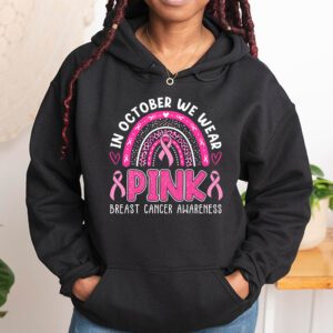 We Wear Pink Rainbow Breast Cancer Awareness Girls Womens Hoodie 1