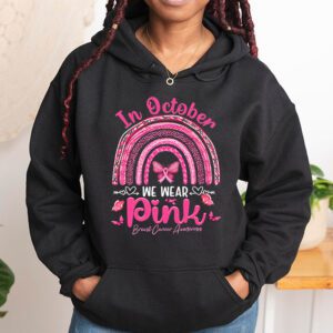 We Wear Pink Rainbow Breast Cancer Awareness Girls Womens Hoodie 1 4