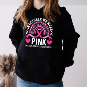 We Wear Pink Rainbow Breast Cancer Awareness Girls Womens Hoodie 3 2