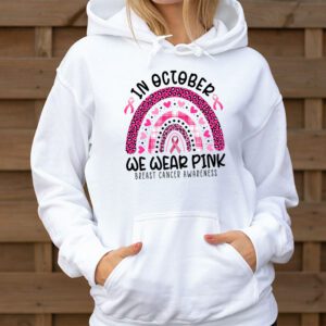 We Wear Pink Rainbow Breast Cancer Awareness Girls Womens Hoodie 3 3