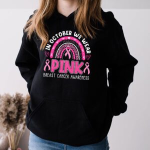 We Wear Pink Rainbow Breast Cancer Awareness Girls Womens Hoodie 3