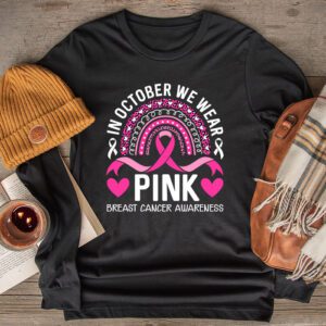We Wear Pink Rainbow Breast Cancer Awareness Girls Womens Longsleeve Tee 2 14