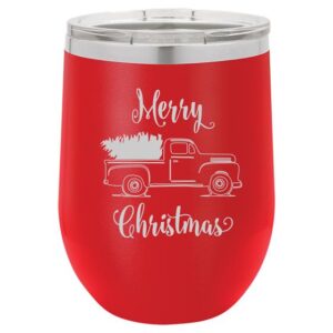 Wine Tumbler Merry Christmas Red Truck