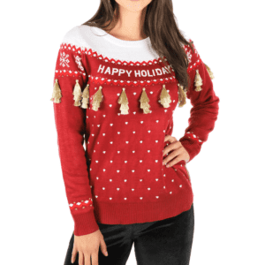 WoHappy Holidays Tassel Ugly Christmas Sweater