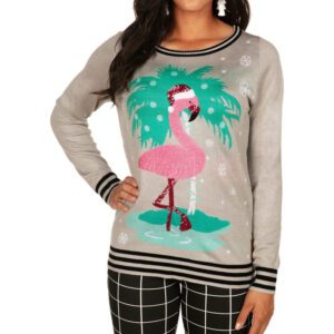 WoSequin Flamingo Ugly Christmas Sweater