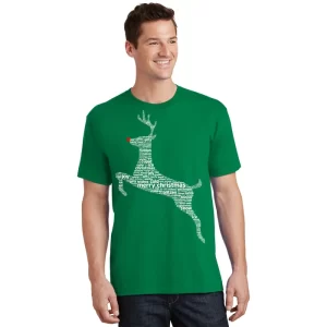 Wordy Reindeer Christmas T Shirt 1