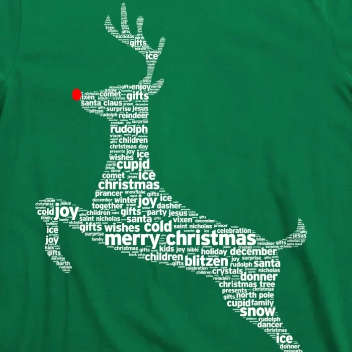 Wordy Reindeer Christmas T Shirt 3