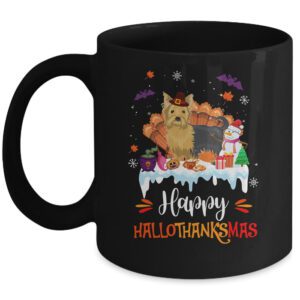 Yorkie HalloThanksMas Halloween Thanksgiving Christmas Mug
