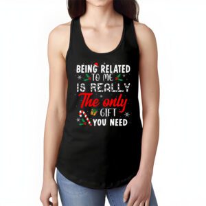 Being Related To Me Funny Christmas Family Xmas Pajamas Tank Top 1