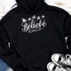 Believe Christmas Shirt Santa Claus Reindeer Candy Cane Xmas Hoodie