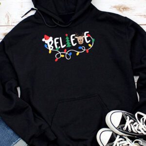 Believe Christmas Shirt Santa Claus Reindeer Candy Cane Xmas Hoodie