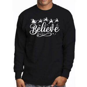 Believe Christmas Shirt Santa Claus Reindeer Candy Cane Xmas Longsleeve Tee 3 2