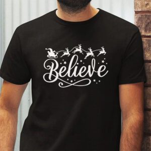 Believe Christmas Shirt Santa Claus Reindeer Candy Cane Xmas T Shirt 2 2