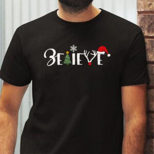 Believe Christmas Shirt Santa Claus Reindeer Candy Cane Xmas T Shirt 2