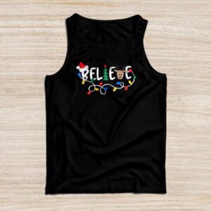 Believe Christmas Shirt Santa Claus Reindeer Candy Cane Xmas Tank Top