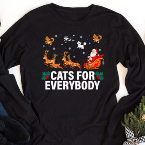 Cats For Everybody Christmas Cat Funny Xmas Women Santa Longsleeve Tee 1