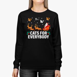 Cats For Everybody Christmas Cat Funny Xmas Women Santa Longsleeve Tee 2