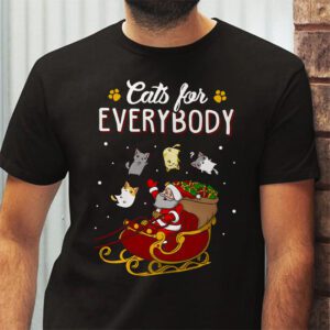 Cats For Everybody Christmas Cat Funny Xmas Women Santa T Shirt 2 3