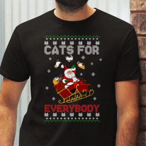 Cats For Everybody Christmas Cat Funny Xmas Women Santa T Shirt 2 4
