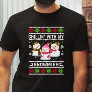 Chillin With My Snowmies Funny Ugly Christmas T Shirt 2 2