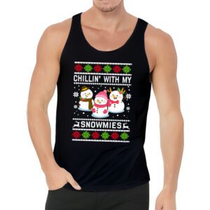 Chillin With My Snowmies Funny Ugly Christmas Tank Top 3 2