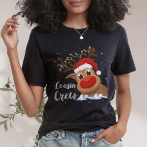 Christmas Cousin Crew Reindeer Santa hat Lights Kids Teens T Shirt 1 3