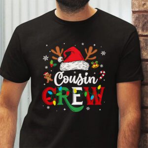 Christmas Cousin Crew Reindeer Santa hat Lights Kids Teens T Shirt 2 2