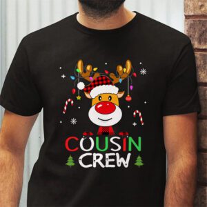 Christmas Cousin Crew Reindeer Santa hat Lights Kids Teens T Shirt 2