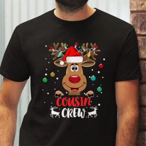 Christmas Cousin Crew Reindeer Santa hat Lights Kids Teens T Shirt 2 4