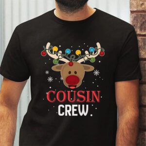 Christmas Cousin Crew Reindeer Santa hat Lights Kids Teens T Shirt 2 5