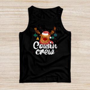 Christmas Cousin Crew Reindeer Santa hat Lights Kids Teens Tank Top