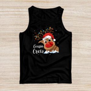 Christmas Cousin Crew Reindeer Santa hat Lights Kids Teens Tank Top