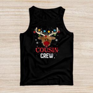 Christmas Cousin Crew Reindeer Santa hat Lights Kids Teens Tank Top