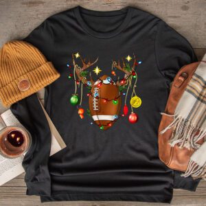 Christmas Football Ball Xmas Lights Funny Boys Men Sport Longsleeve Tee