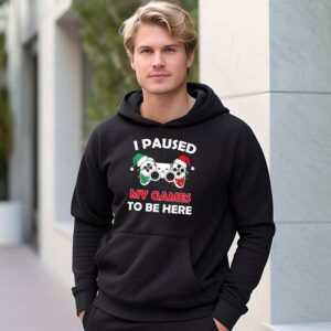 Christmas I Paused My Game To Be Here Funny Gamer Boys Men Hoodie 1 1